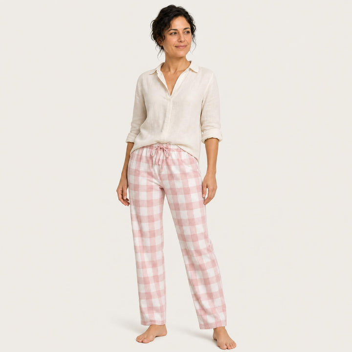 Matching Couples Pajama Pants - Plaid Flannel Straight Leg