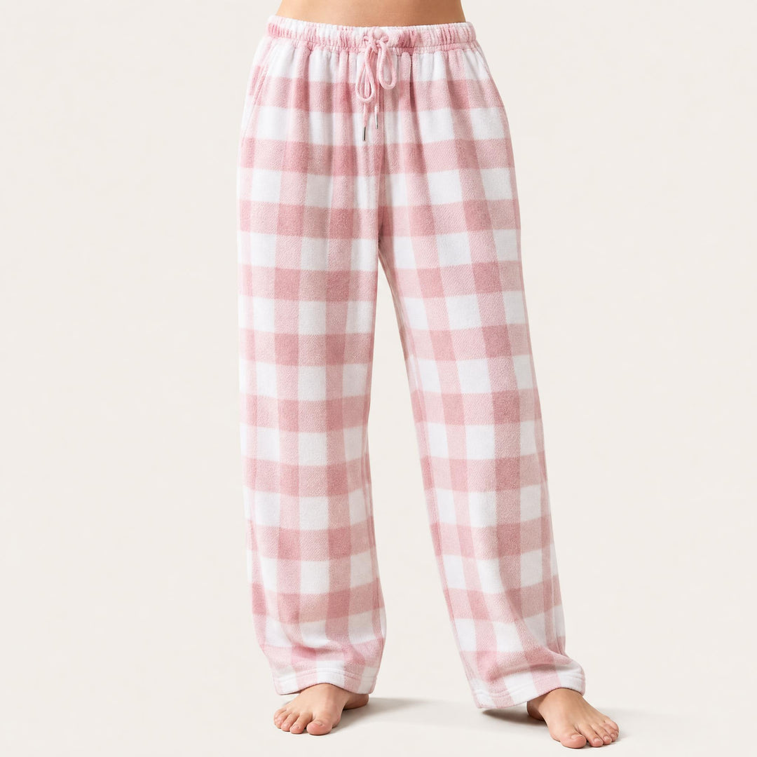 Matching Couples Pajama Pants - Plaid Flannel Straight Leg