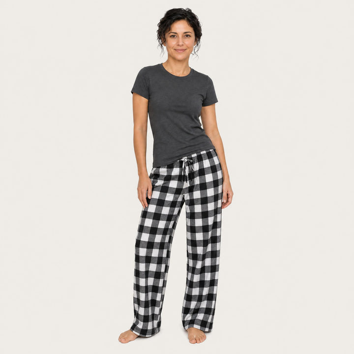 Matching Couples Pajama Pants - Plaid Flannel Straight Leg