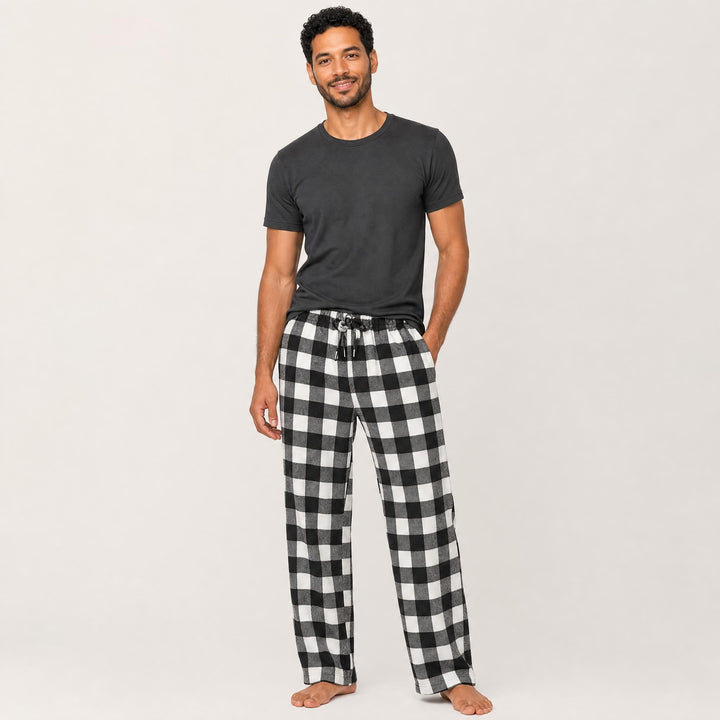 Matching Couples Pajama Pants - Plaid Flannel Straight Leg