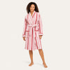 Women's Striped Robe - Tie Front with Gingham Collar