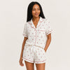 Women's Crepe Pajama Set - Floral, Short Sleeve and Shorts