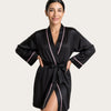 Satin Robe for Women - Wrap Front with Tie Belt