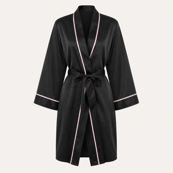Satin Robe for Women - Wrap Front with Tie Belt