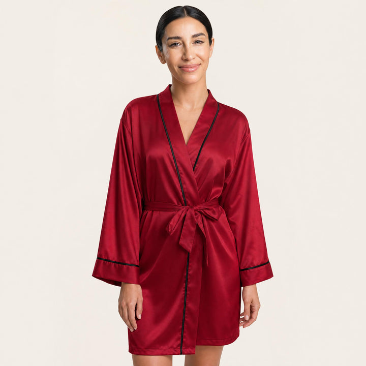 Satin Robe for Women - Wrap Front with Tie Belt