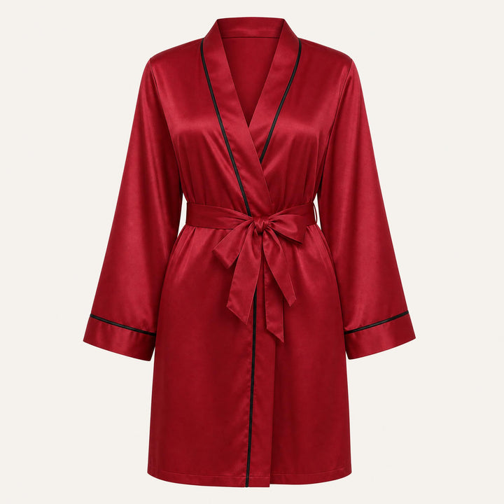 Satin Robe for Women - Wrap Front with Tie Belt