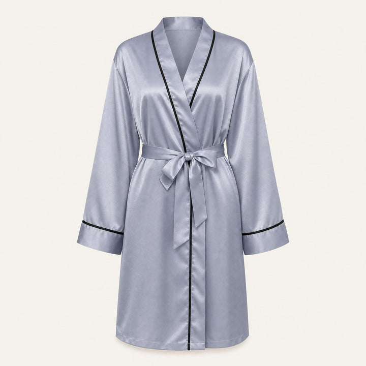 Satin Robe for Women - Wrap Front with Tie Belt