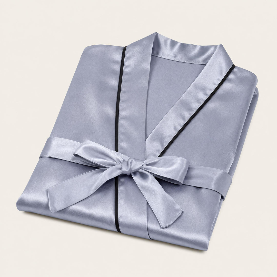 Satin Robe for Women - Wrap Front with Tie Belt