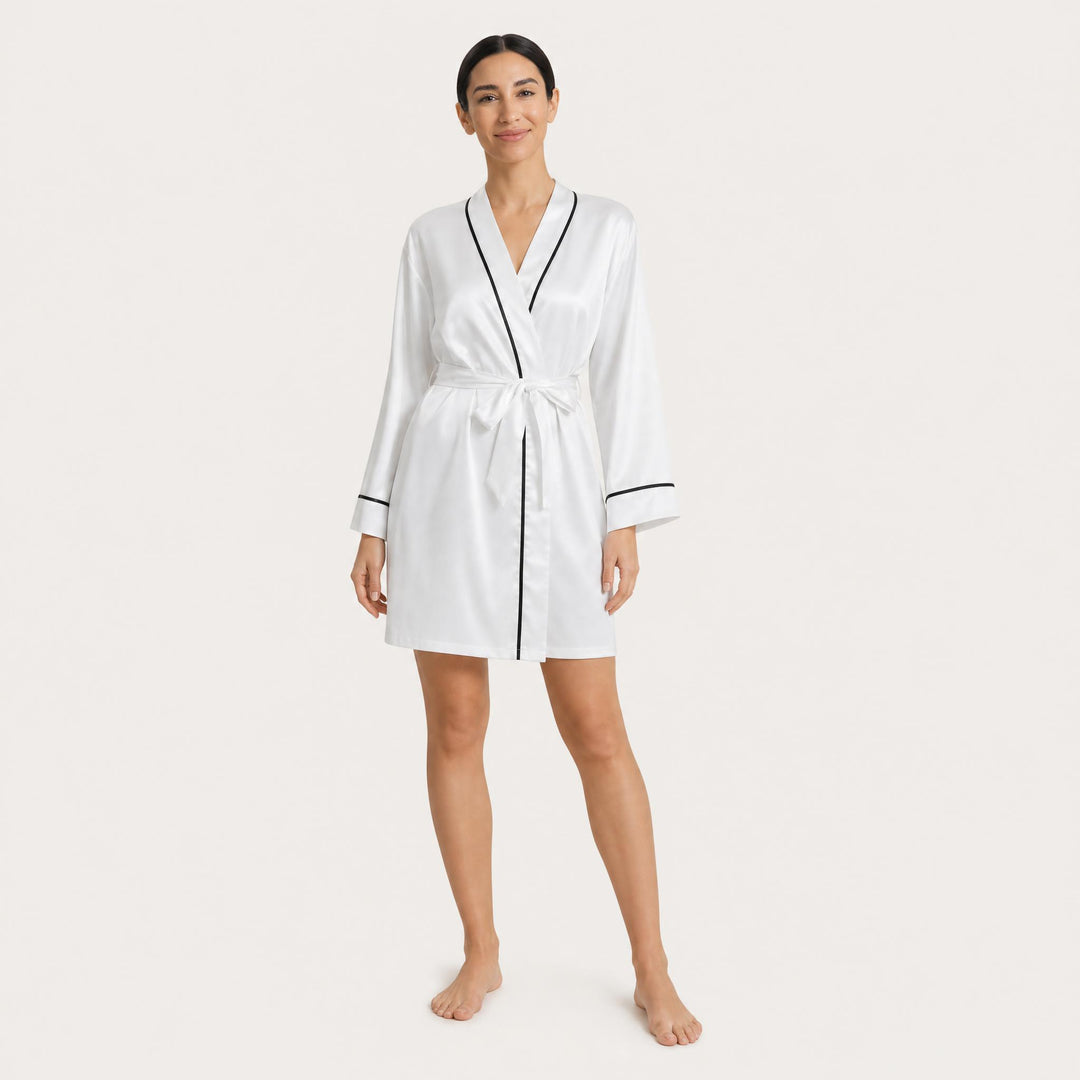 Satin Robe for Women - Wrap Front with Tie Belt