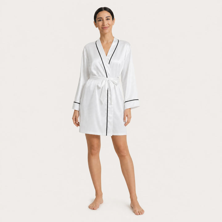Satin Robe for Women - Wrap Front with Tie Belt