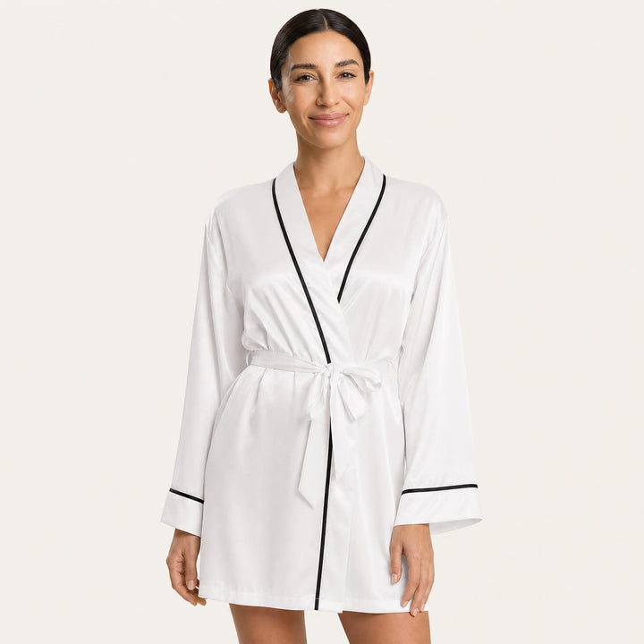 Satin Robe for Women - Wrap Front with Tie Belt