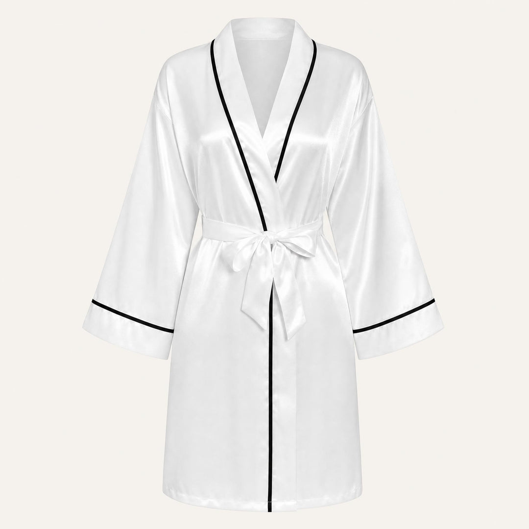Satin Robe for Women - Wrap Front with Tie Belt
