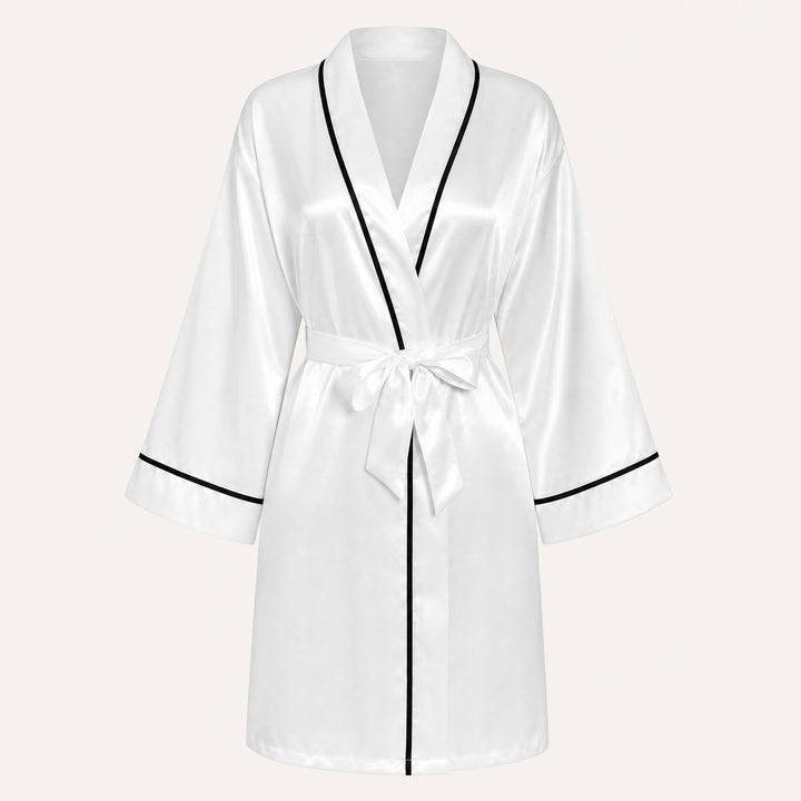 Satin Robe for Women - Wrap Front with Tie Belt