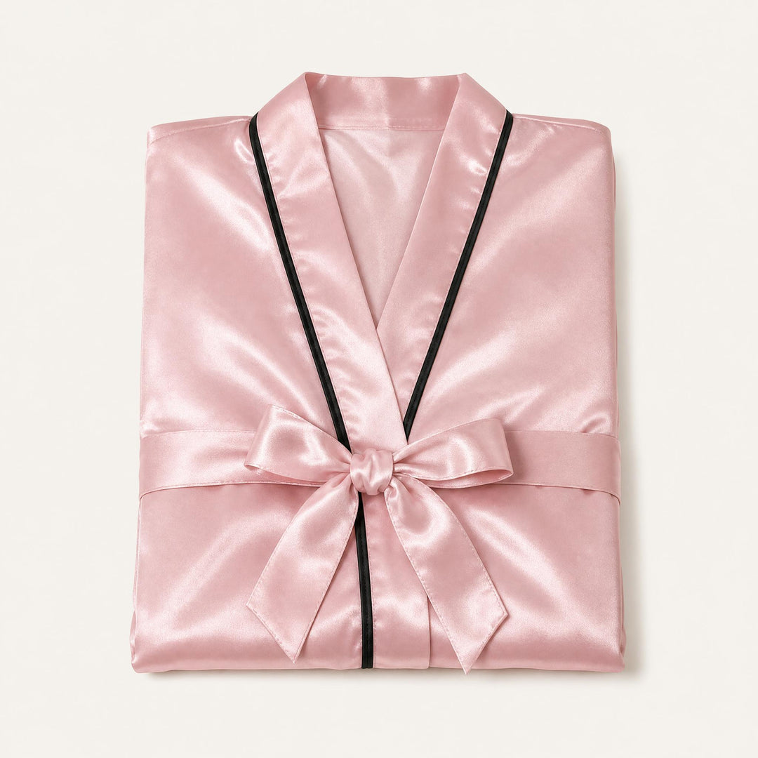Satin Robe for Women - Wrap Front with Tie Belt