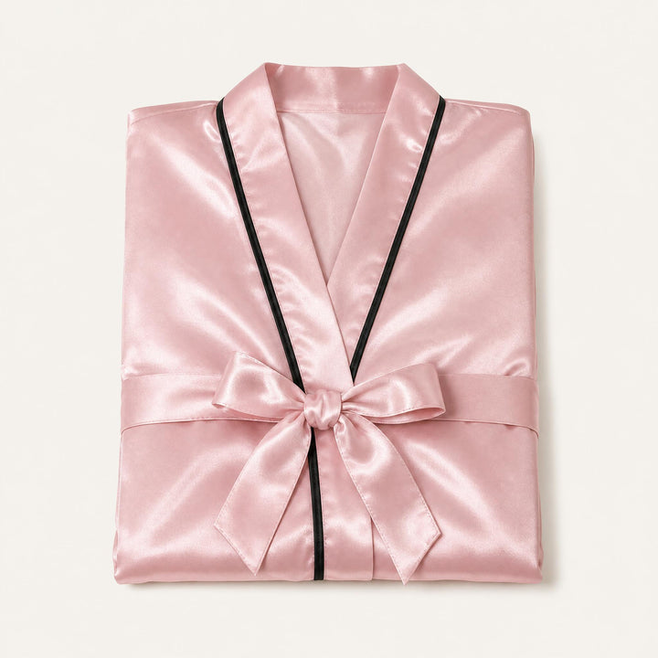 Satin Robe for Women - Wrap Front with Tie Belt