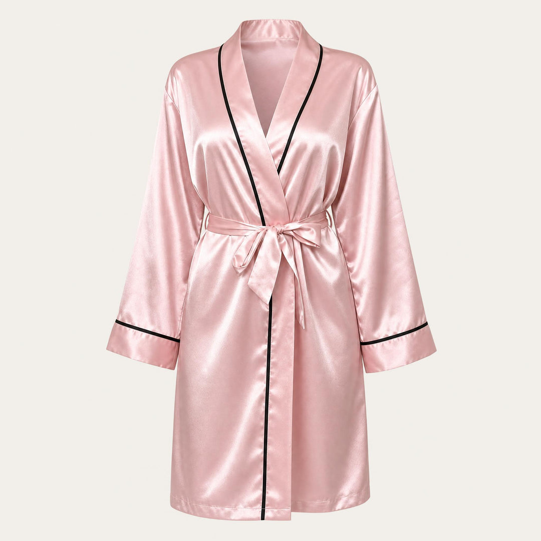 Satin Robe for Women - Wrap Front with Tie Belt