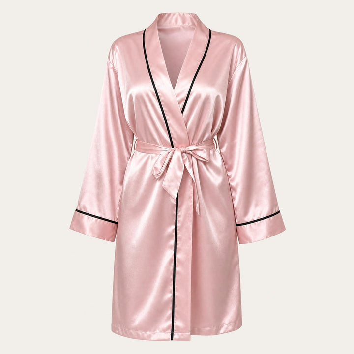 Satin Robe for Women - Wrap Front with Tie Belt