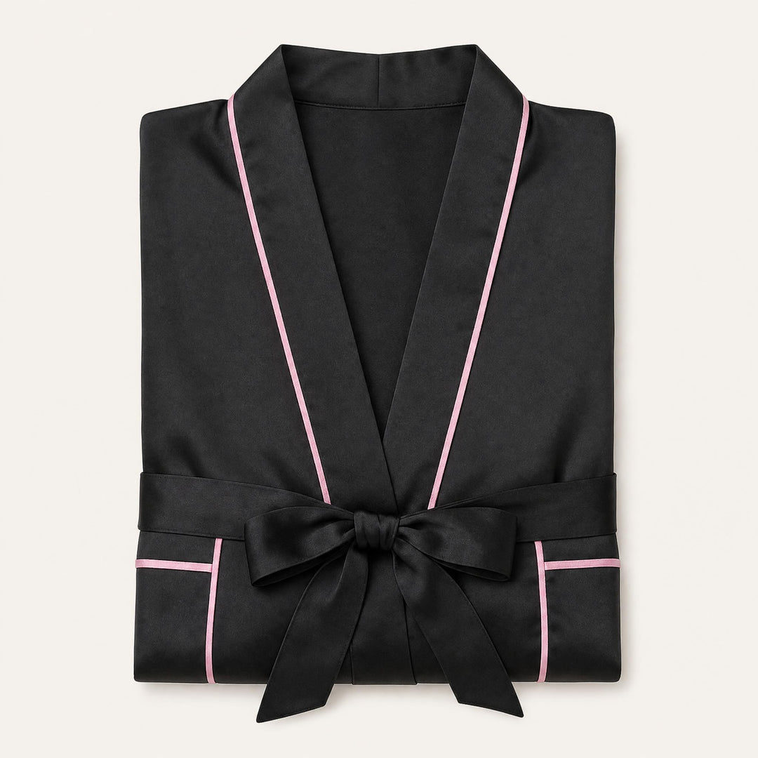 Satin Robe for Women - Wrap Front with Tie Belt