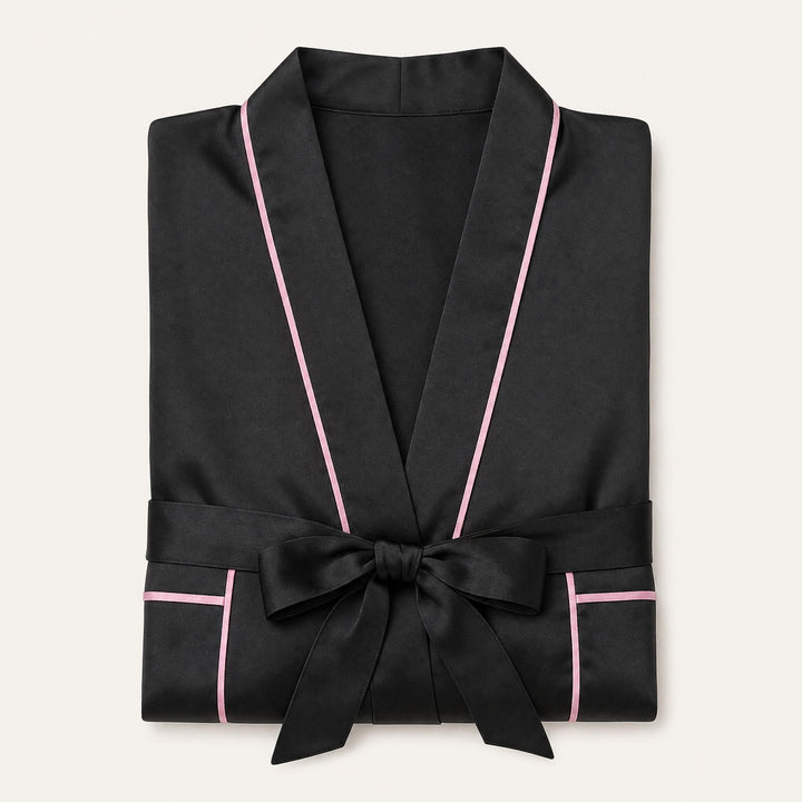 Satin Robe for Women - Wrap Front with Tie Belt
