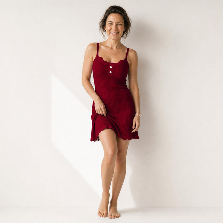 Ribbed Knit Chemise - Adjustable Cami Straps