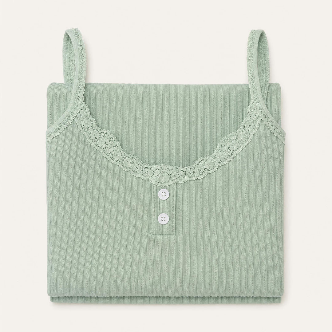 Ribbed Knit Chemise - Adjustable Cami Straps