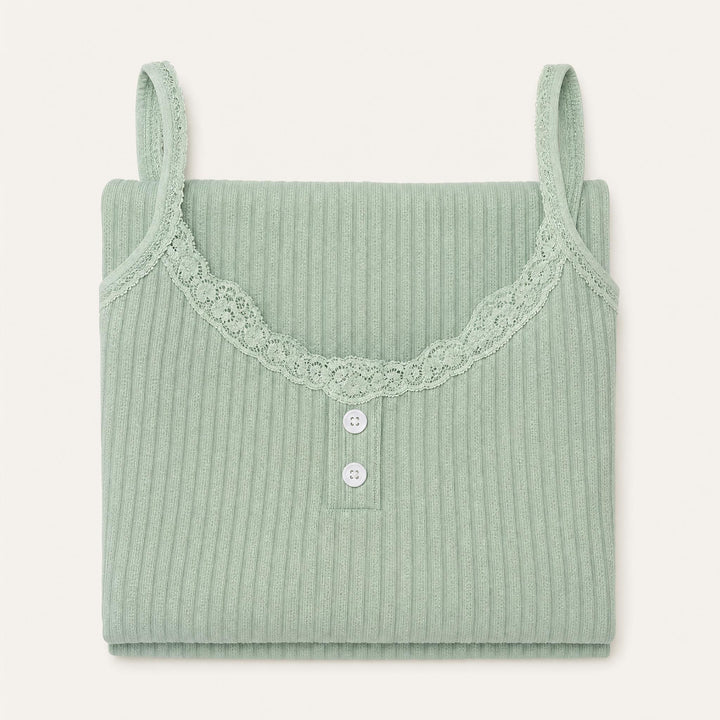Ribbed Knit Chemise - Adjustable Cami Straps