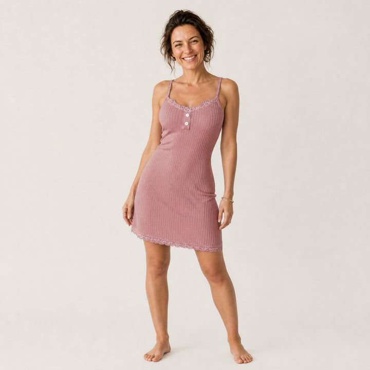 Ribbed Knit Chemise - Adjustable Cami Straps