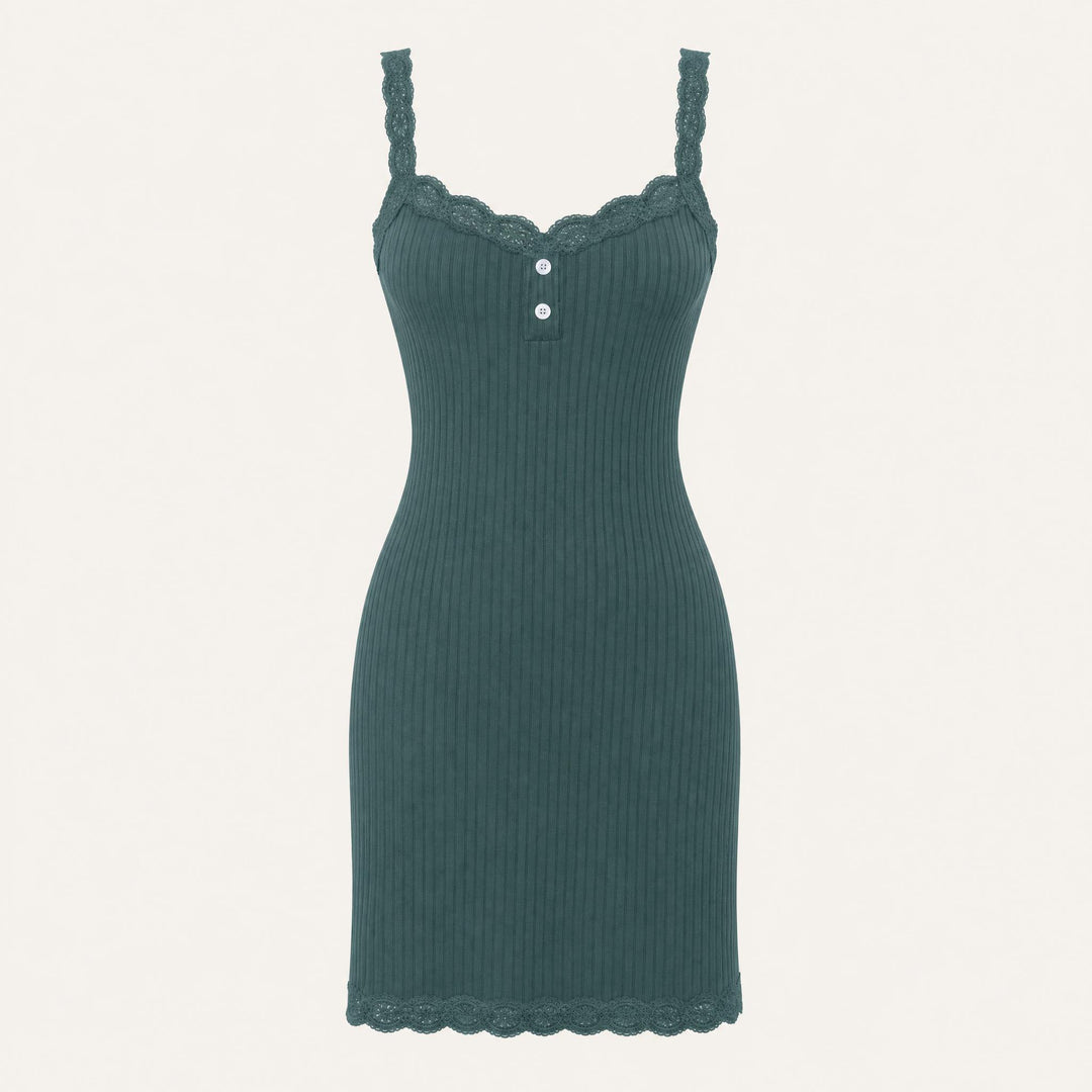 Ribbed Knit Chemise - Adjustable Cami Straps