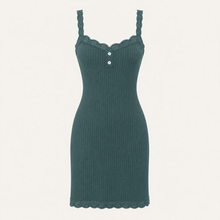 Ribbed Knit Chemise - Adjustable Cami Straps