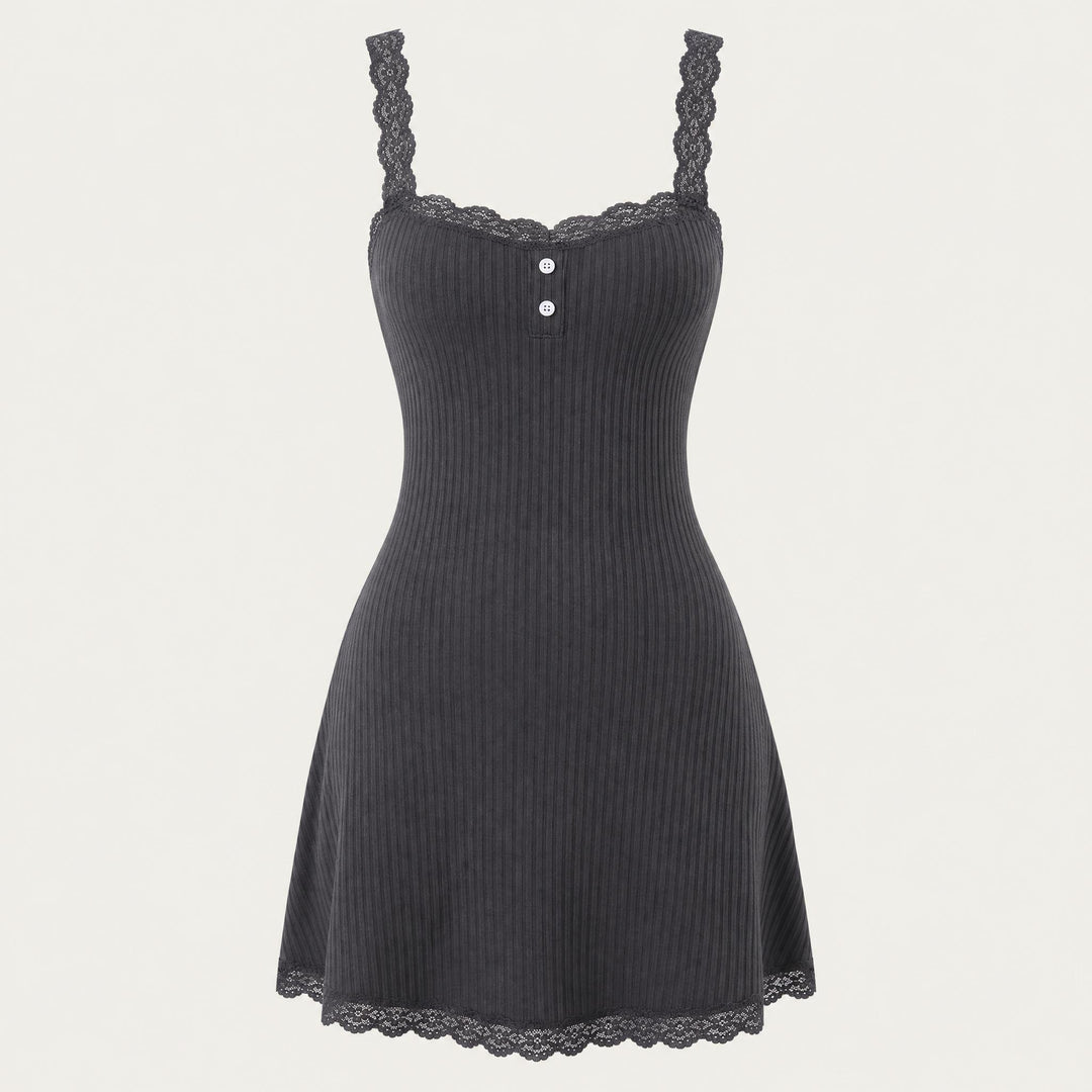 Ribbed Knit Chemise - Adjustable Cami Straps