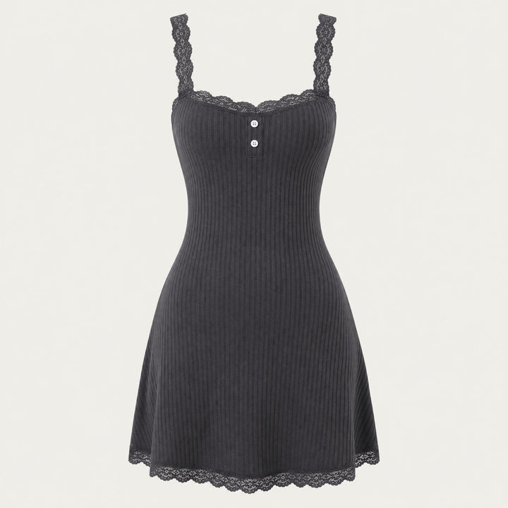 Ribbed Knit Chemise - Adjustable Cami Straps