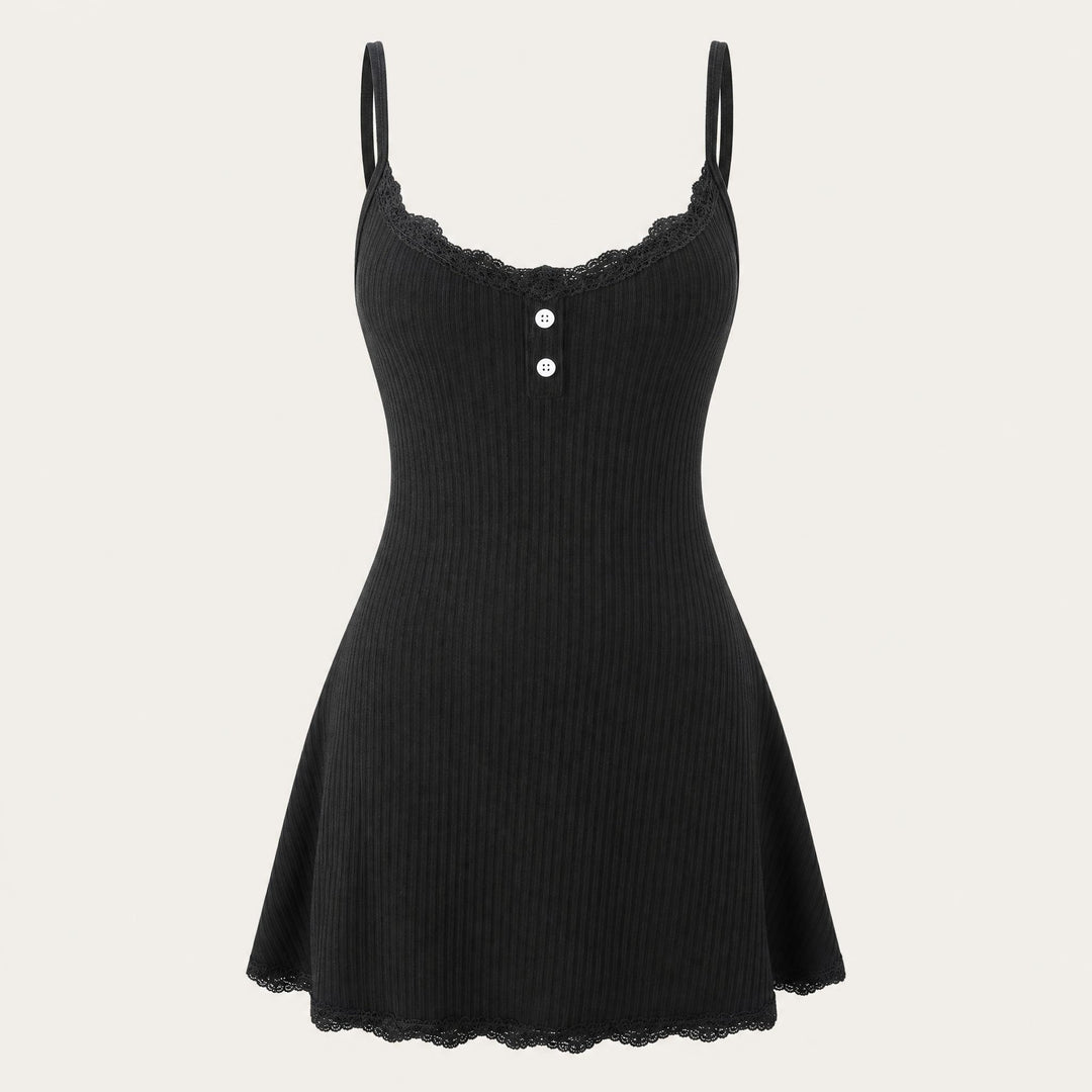 Ribbed Knit Chemise - Adjustable Cami Straps