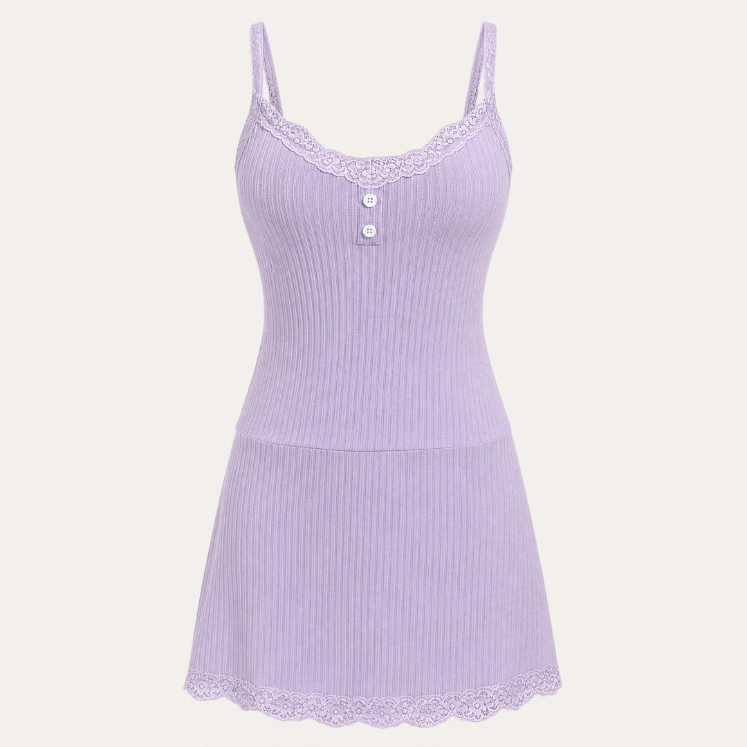 Ribbed Knit Chemise - Adjustable Cami Straps