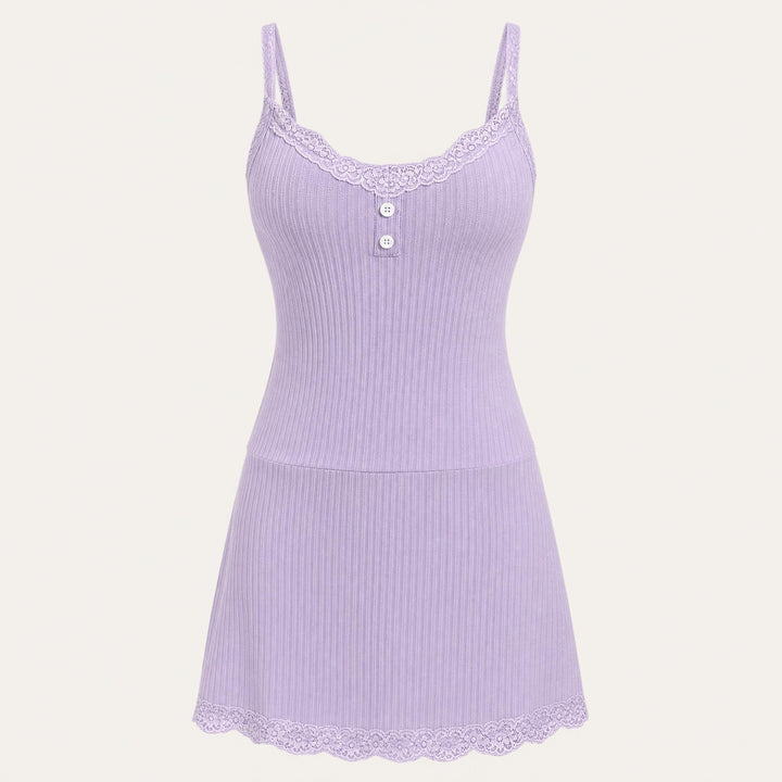 Ribbed Knit Chemise - Adjustable Cami Straps