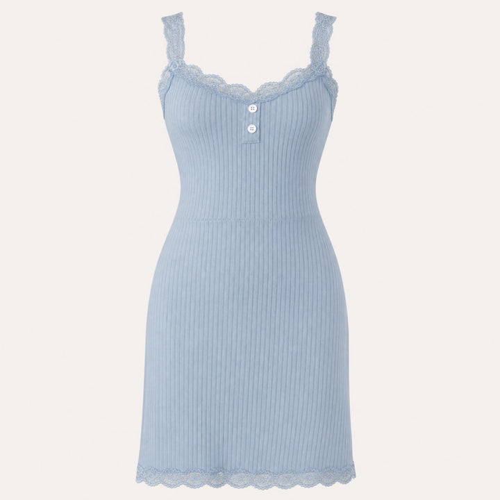 Ribbed Knit Chemise - Adjustable Cami Straps