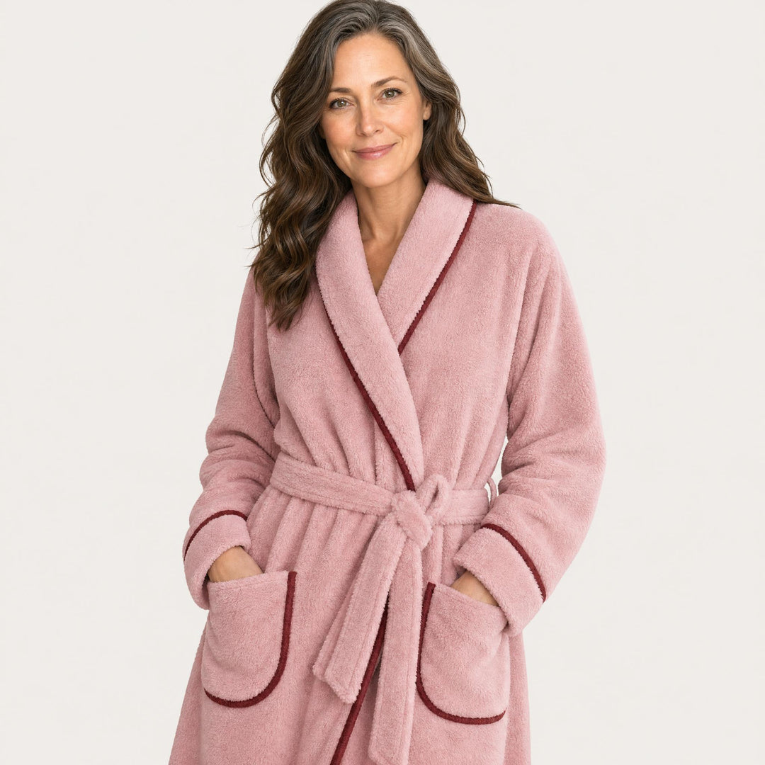 Cozy long robe for women in green