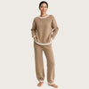 Knit Lounge Set for Women, Color Block Sweater and Wide Leg Pants