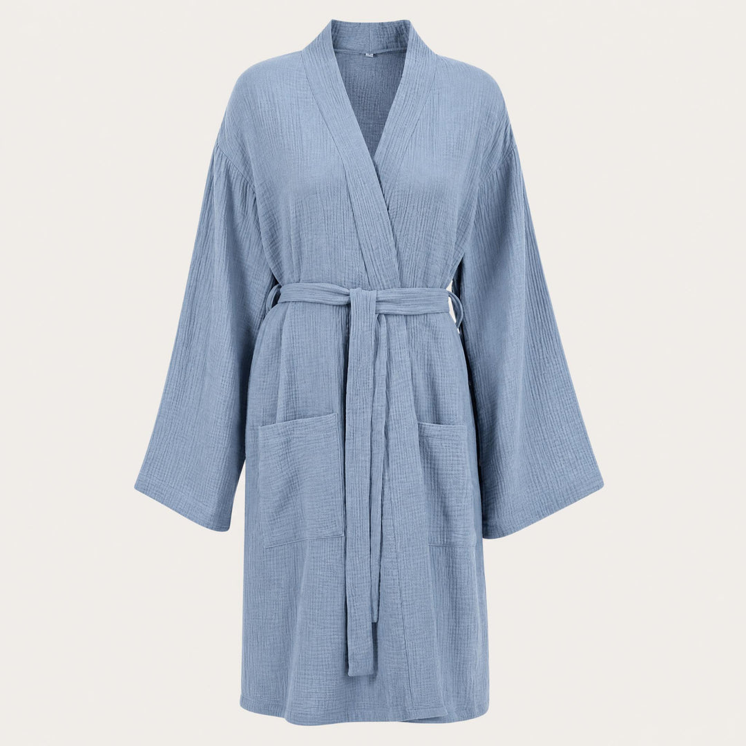 Cotton Waffle Robe for Women, Kimono Sleeve Bathrobe