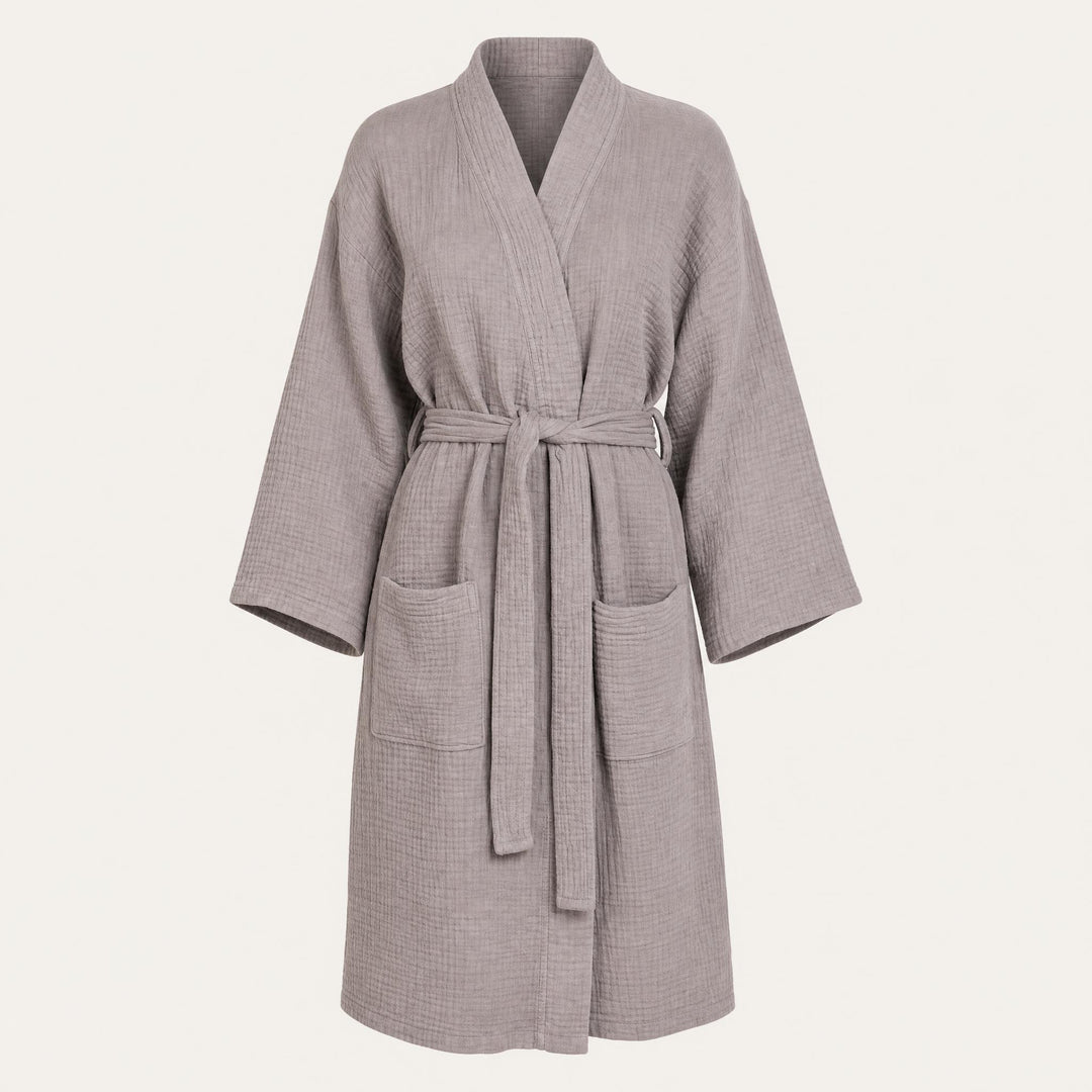 Cotton Waffle Robe for Women, Kimono Sleeve Bathrobe
