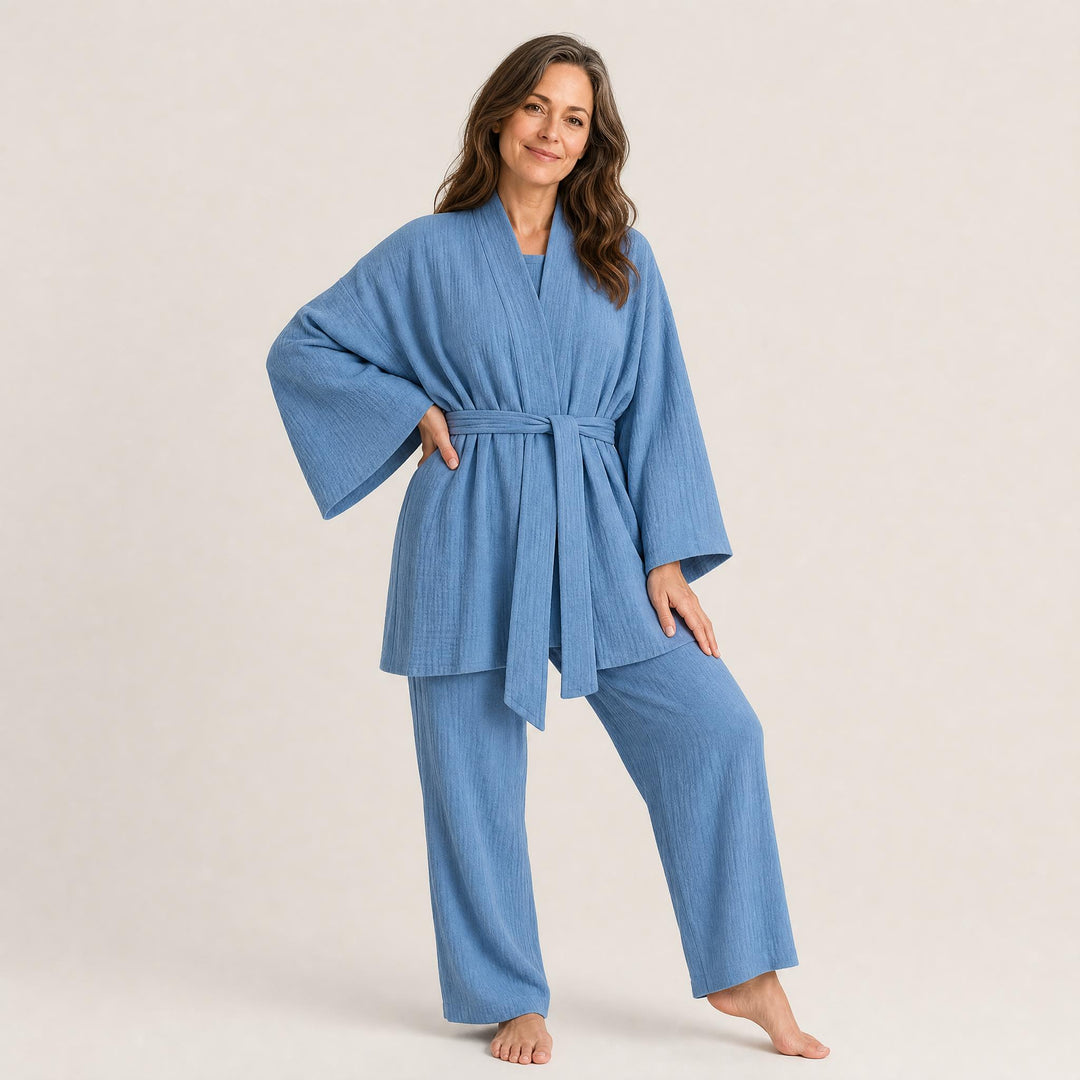 Cotton Tie-Waist Pajama Set - Relaxed