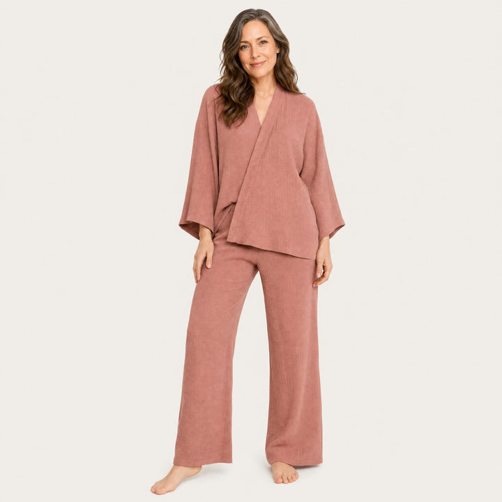Cotton Tie-Waist Pajama Set - Relaxed