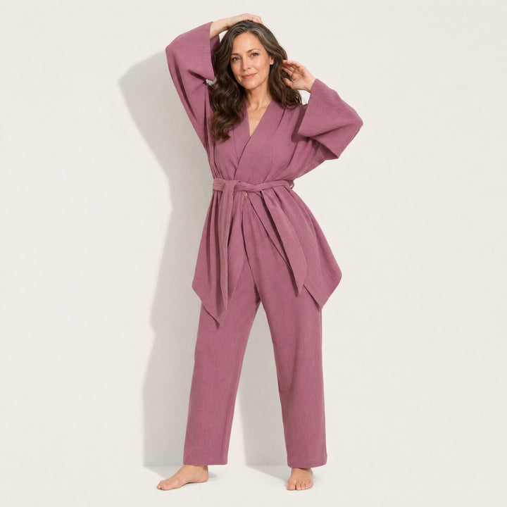Cotton Tie-Waist Pajama Set - Relaxed