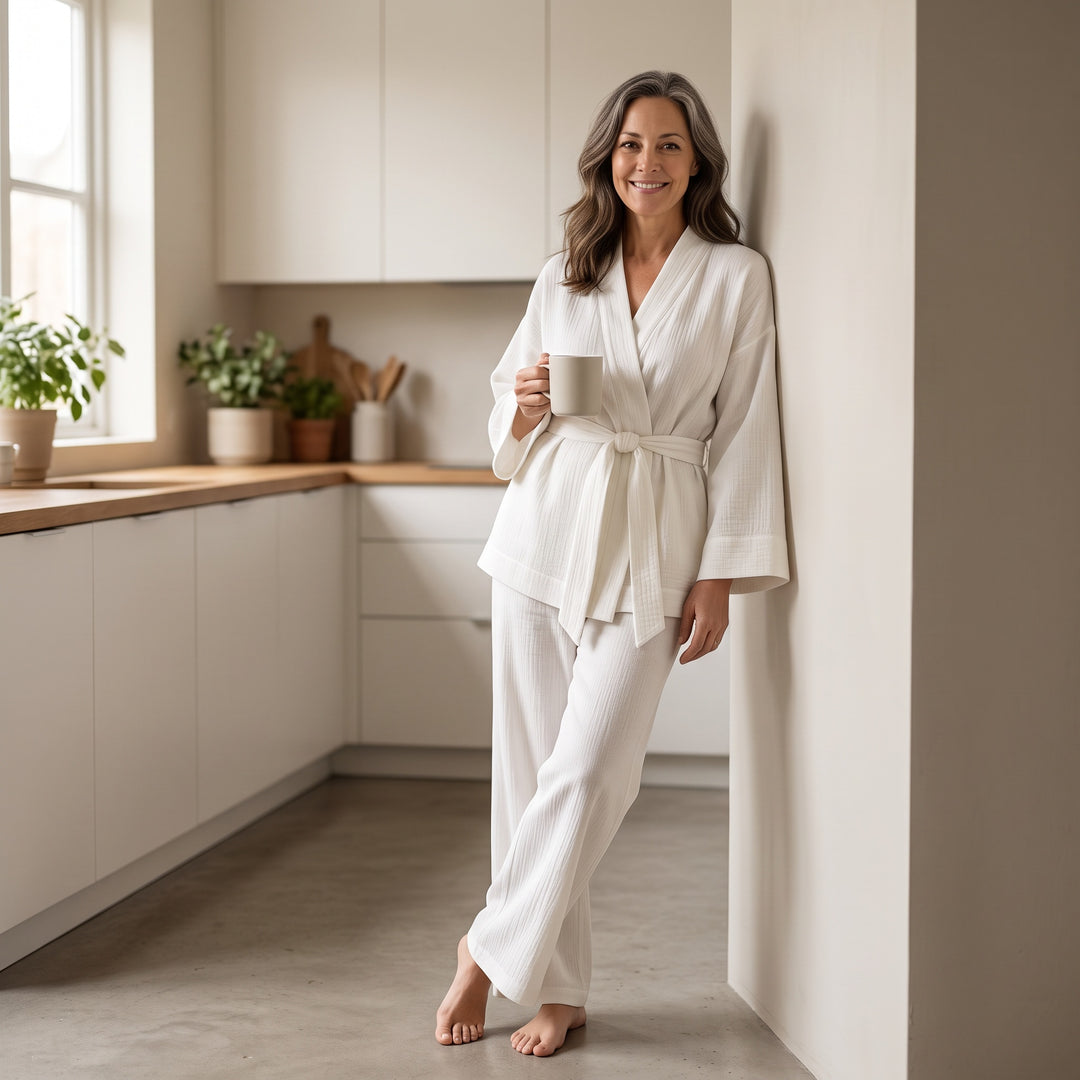 Cotton Tie-Waist Pajama Set - Relaxed