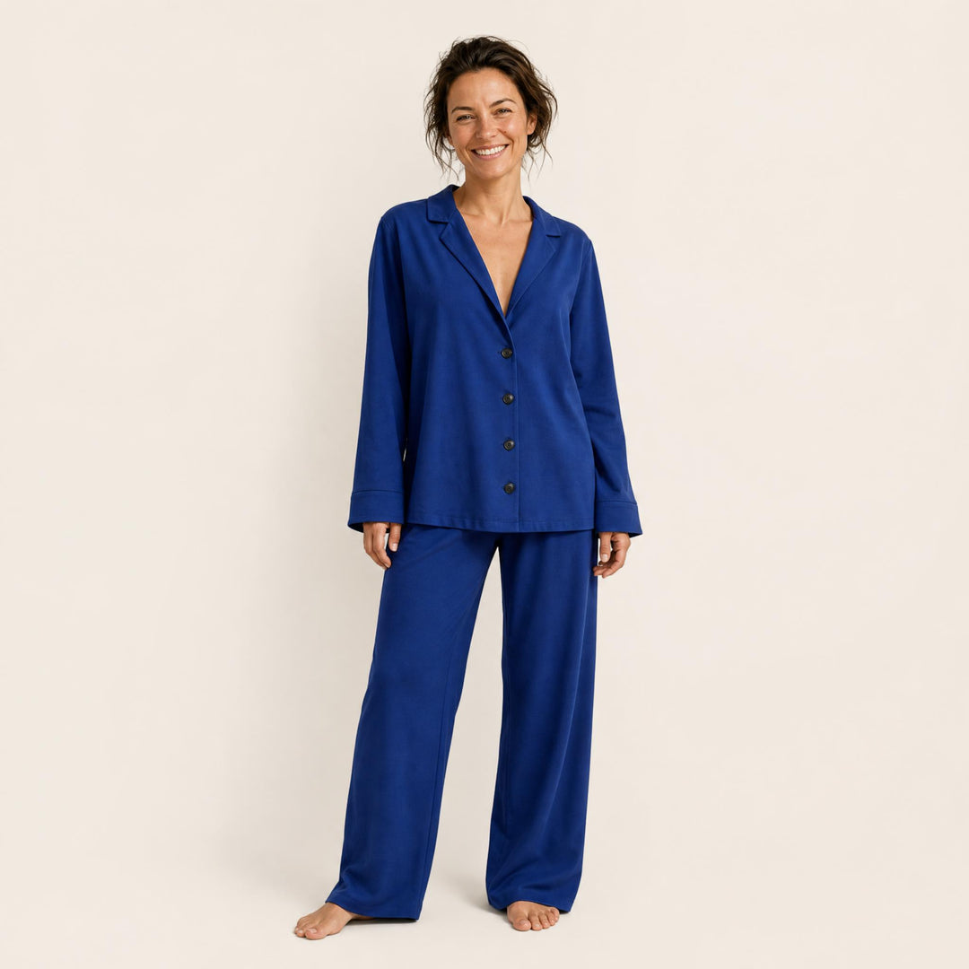 Satin Wide-Leg Pajama Set - Button-Up