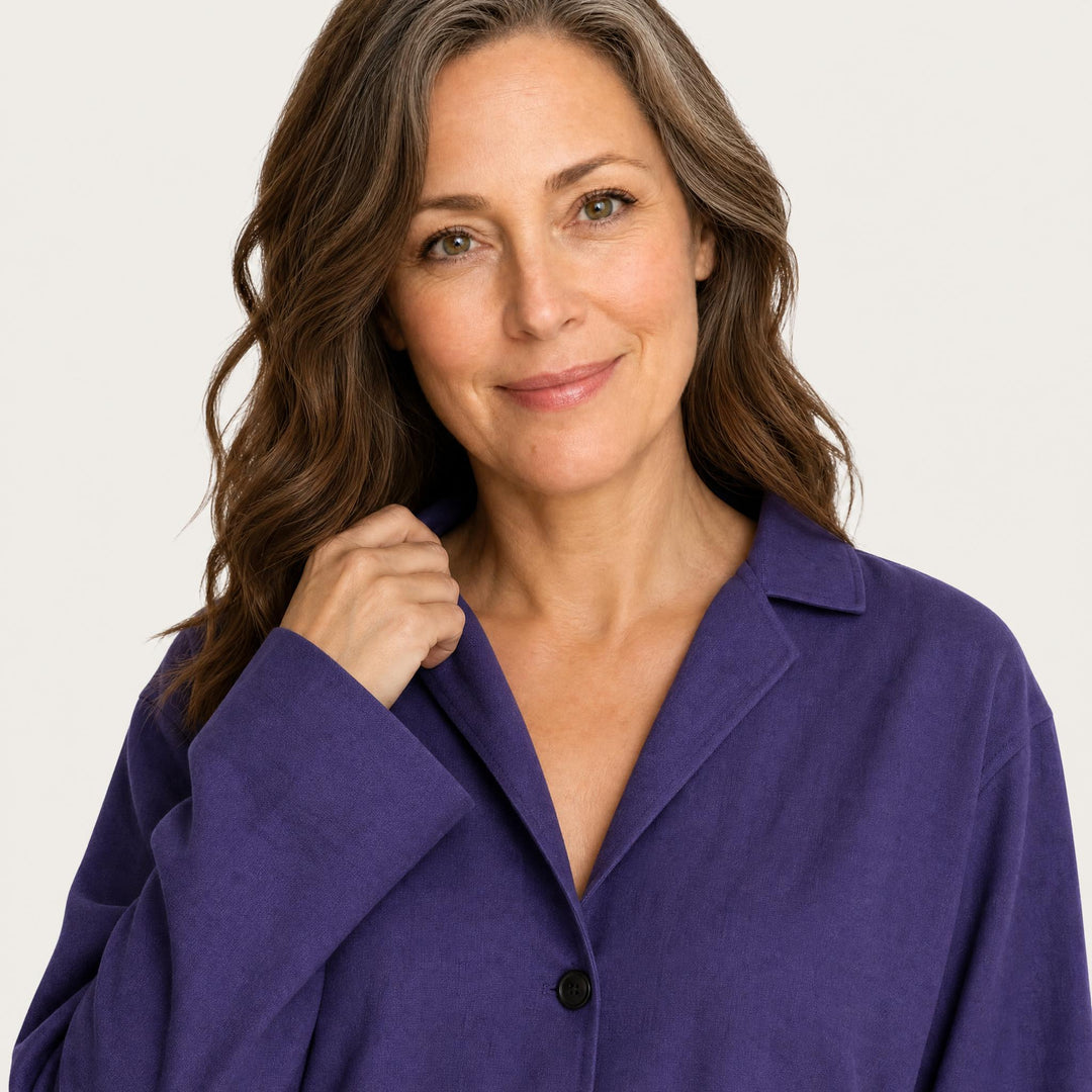 Satin Wide-Leg Pajama Set - Button-Up