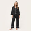 Piped Satin Pajama Set - Long Sleeve