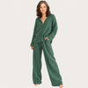 Wide-Leg Cotton Pajama Set - Button-Up