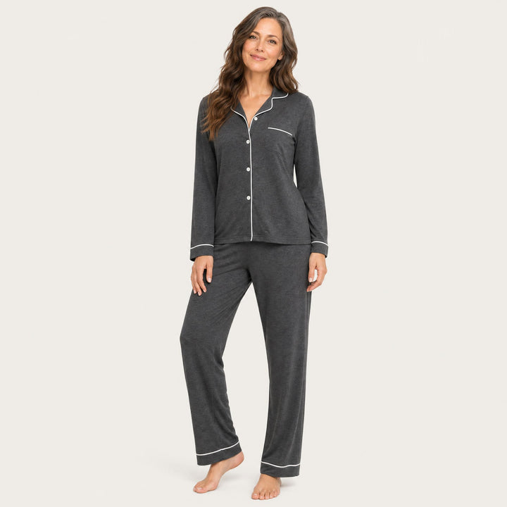 Piped Pajama Set - Long Sleeve