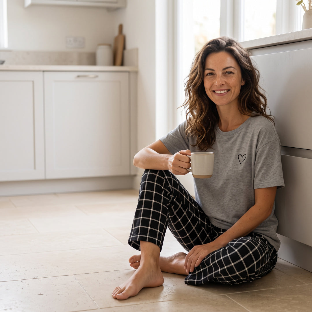 Checked Pajama Set - Short Sleeve