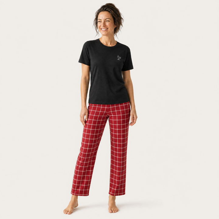Checked Pajama Set - Short Sleeve